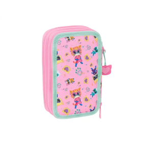 Plumier escolar safta triple 37 piezas superkitties 195x125x55 mm