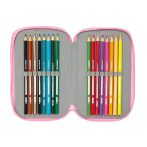 Plumier escolar safta triple 37 piezas superkitties 195x125x55 mm