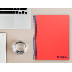 Cuaderno espiral liderpapel a4 micro wonder tapa plastico 120h 90gr horizontal 5 bandas 4 taladros colores