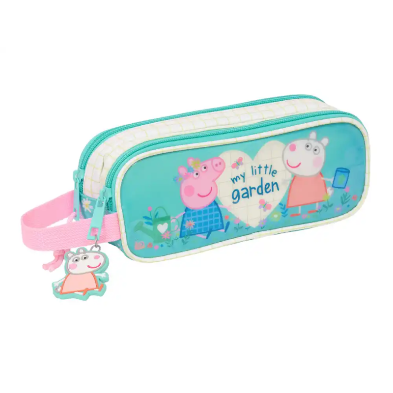 Bolso escolar portatodo safta doble peppa pig pretty flowers 80x210x60xmm