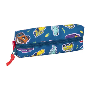 Bolso escolar portatodo safta rectangular con goma elastica 22cm cars racing 40x220x70 mm