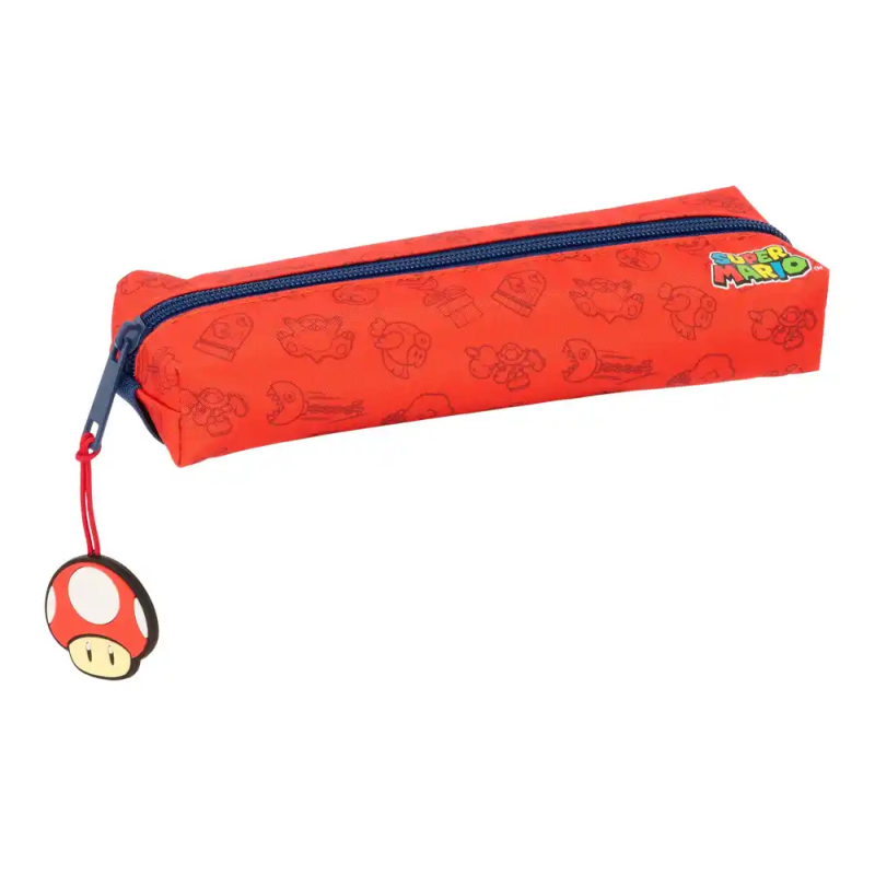 Bolso escolar portatodo safta rectangular con goma elastica 22cm super mario trick 40x220x70 mm