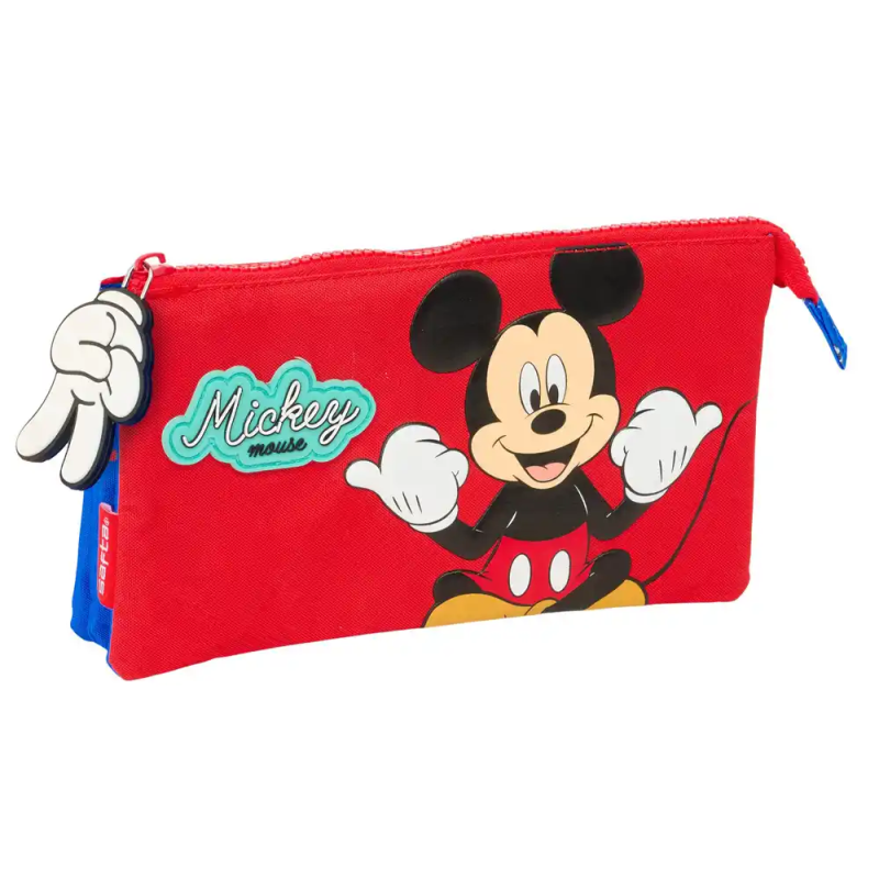 Bolso escolar portatodo safta triple mickey mouse good day 120x220x30 mm