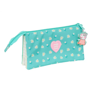 Bolso escolar portatodo safta triple peppa pig pretty flowers 120x220x30 mm