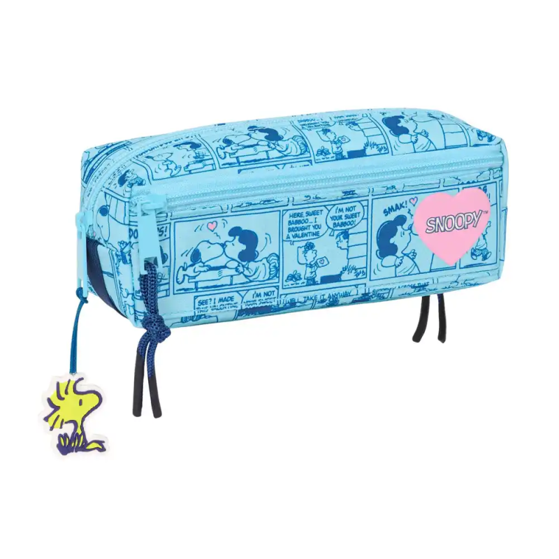 Bolso escolar portatodo safta triple con goma elastica 22cm snoopy love 85x220x60 mm