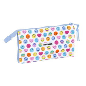 Bolso escolar portatodo safta triple reciclado smiley world joyful 120x220x30 mm