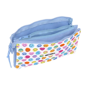 Bolso escolar portatodo safta triple reciclado smiley world joyful 120x220x30 mm