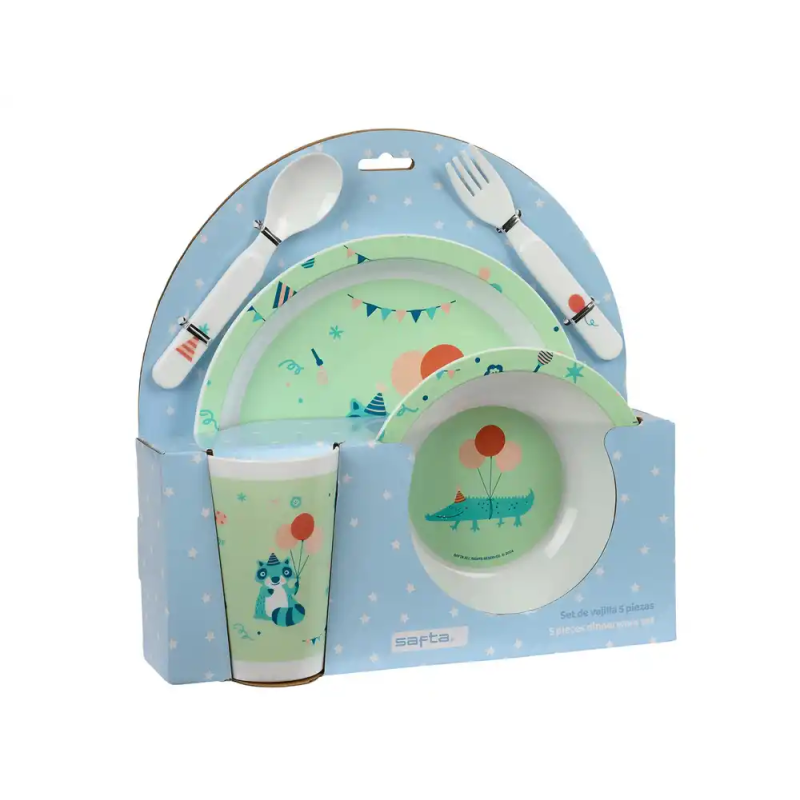 Set de platos cubiertos y vaso safta preescolar 260x260x90 mm