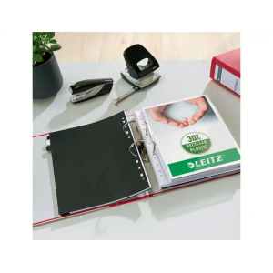 Archivador de palanca leitz co2 neutral carton jaspeado 180 din a4 lomo 80 mm color rojo
