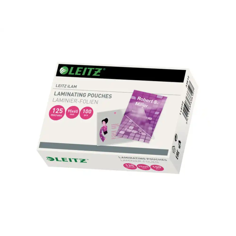 Bolsa de plastificar leitz 65x95 mm 125 mc caja de 100 unidades