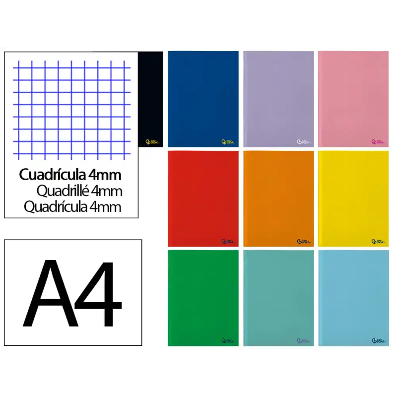 Libreta liderpapel smart a4 32 hojas 75gr cuadro 4mm con margen colores surtidos