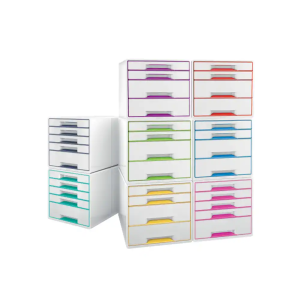 Fichero cajones de sobremesa leitz wow desk cube 2 cajones grandes y 2 pequeños color blanco/gris