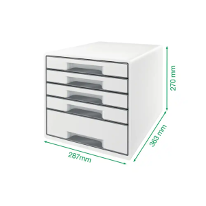 Fichero cajones de sobremesa leitz wow desk cube 1 cajon grande y 4 pequeños color blanco/gris
