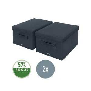 Caja de almacenamiento leitz tela plegable con tapa m color gris terciopelo 285x203x380 mm