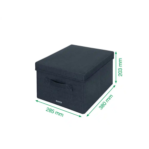Caja de almacenamiento leitz tela plegable con tapa m color gris terciopelo 285x203x380 mm