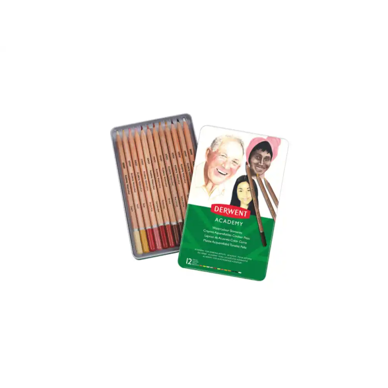 Lapices de colores derwent acuarelable tonos piel caja metalica 12 unidades colores surtidos
