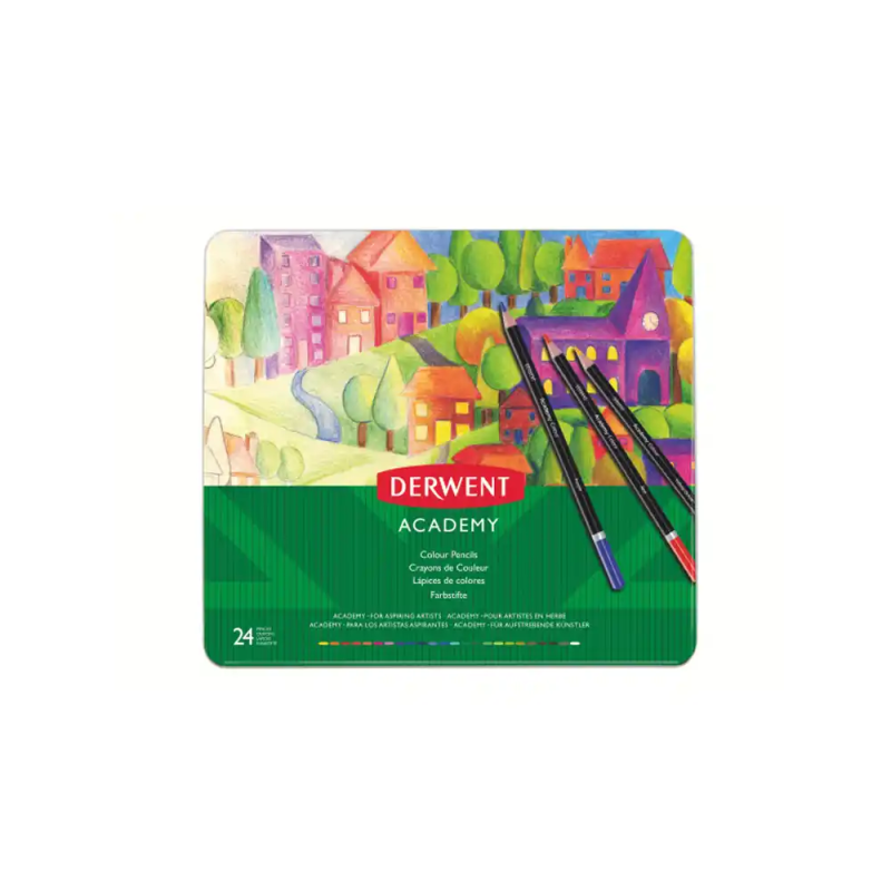 Lapices de colores derwent madera natural caja metalica 24 unidades colores surtidos