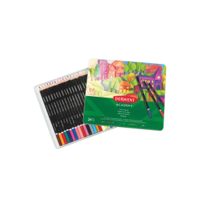 Lapices de colores derwent madera natural caja metalica 24 unidades colores surtidos
