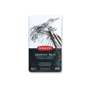 Lapices de grafito derwent caja metalica 12 unidades durezas surtidas