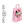 Bolsa para regalo basika papel celulosa 90 gr minnie con asa retorcida tamaño s 240x100x320mm