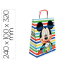 Bolsa para regalo basika papel celulosa 90 gr mickey con asa retorcida tamaño s 240x100x320mm