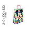 Bolsa para regalo basika papel celulosa 90 gr mickey con asa retorcida tamaño s 240x100x320mm