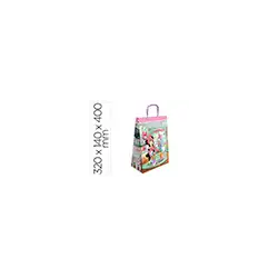 Bolsa para regalo basika papel celulosa 90 gr minnie con asa retorcida tamaño l 320x140x400 mm