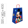 Bolsa para regalo basika papel celulosa 90 gr mickey con asa retorcida tamaño l 320x140x400 mm