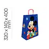 Bolsa para regalo basika papel celulosa 90 gr mickey con asa retorcida tamaño l 320x140x400 mm