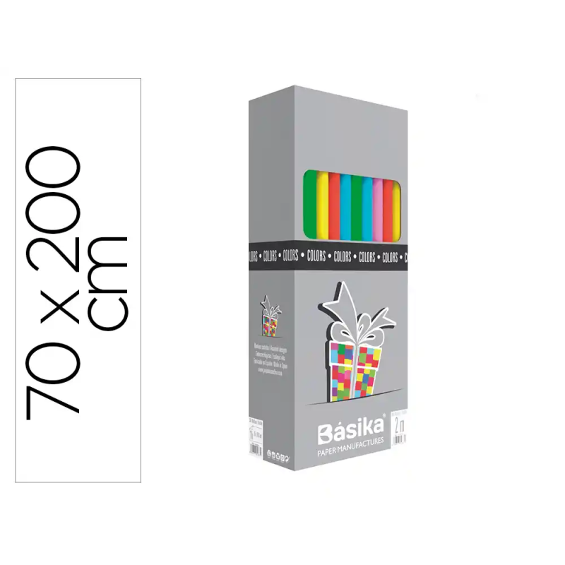 Papel de regalo basika 10 colores rollo ancho 70 cm longitud 2 mt colores surtidos gramaje 60 gr