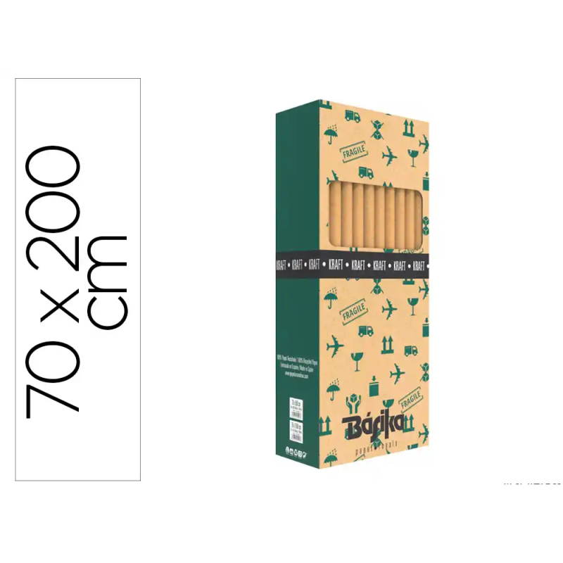 Papel de regalo basika kraft liso rollo ancho 70 cm longitud 2 mt gramaje 50 gr