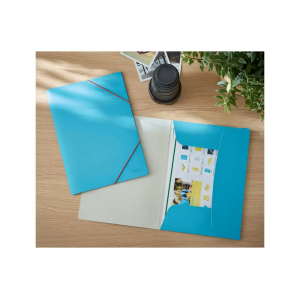 Carpeta leitz cosy gomas tres solapas din a4 carton color azul