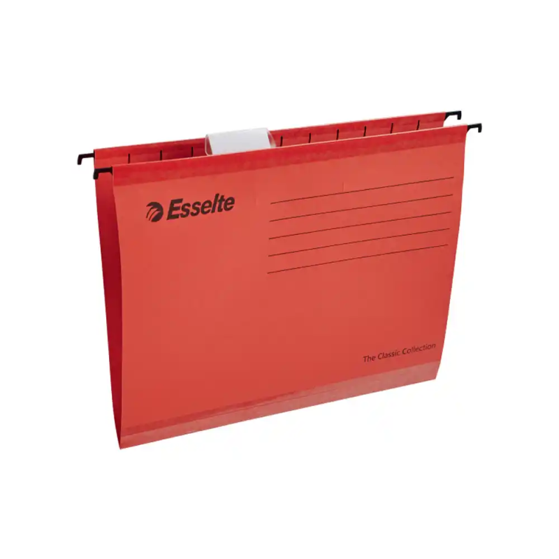 Carpeta colgante esselte din a4 cartulina 210 g/m2 visor superior lomo v color rojo caja de 25 unidades