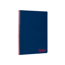 Cuaderno espiral liderpapel a4 wonder tapa plastico 80h 90gr rayado horizontal con margen color azul marino