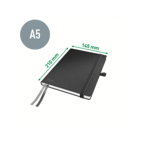 Cuaderno encolado leitz complete tapa dura din a5 80 hojas cuadro 5 mm color negro