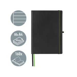 Cuaderno encolado leitz complete tapa dura din a4 80 hojas rayado horizontal color negro