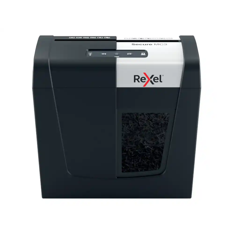 Destructora de documentos rexel secure mc3 p5 capacidad de corte 3 hojas destruye grapas y clips 10 litros