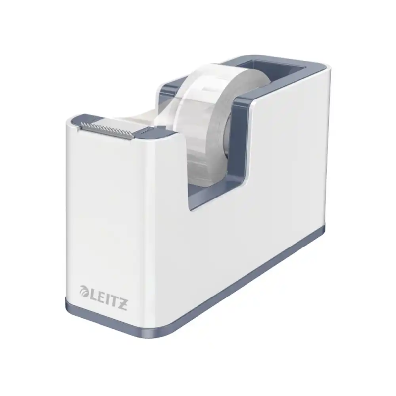 Portarrollo sobremesa leitz wow dual plastico para cintas 33 mt color blanco/gris