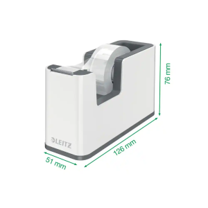 Portarrollo sobremesa leitz wow dual plastico para cintas 33 mt color blanco/gris