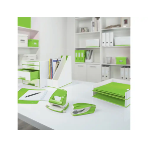 Portarrollo sobremesa leitz wow dual plastico para cintas 33 mt color blanco/verde