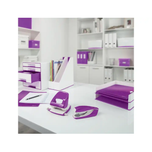 Portarrollo sobremesa leitz wow dual plastico para cintas 33 mt color blanco/violeta