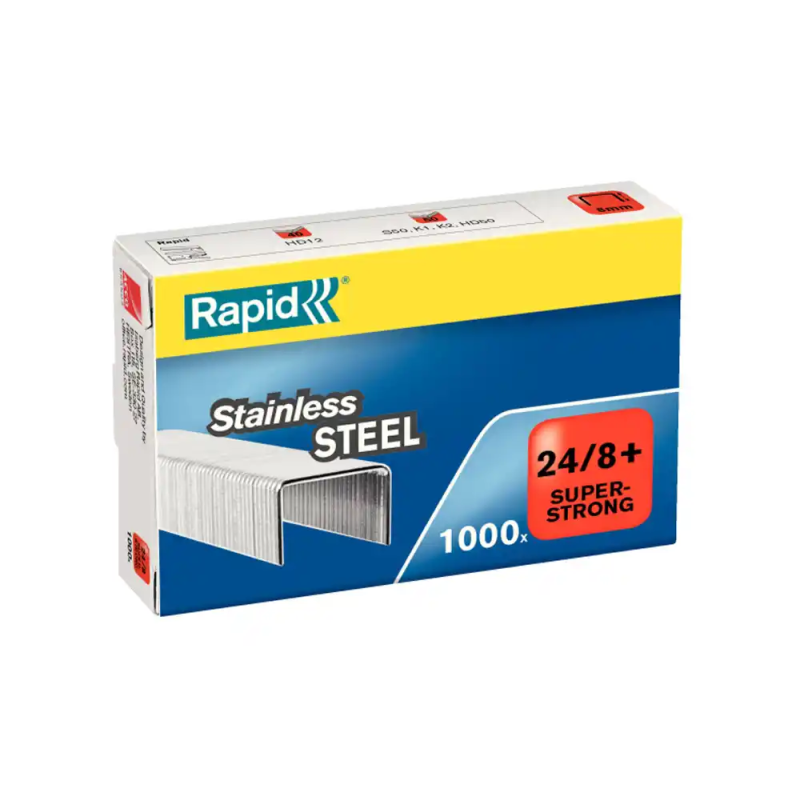 Grapas rapid super strong n 24/8 mm acero inoxidable caja de 1000 unidades