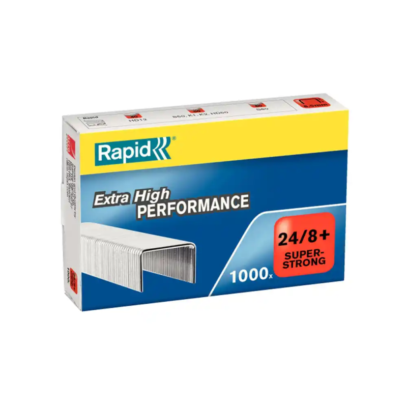 Grapas rapid super strong n 24/8+ mm galvanizada caja de 1000 unidades