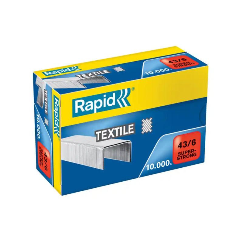 Grapas rapid super strong n 43/6 mm textil galvanizada caja de 10000 unidades