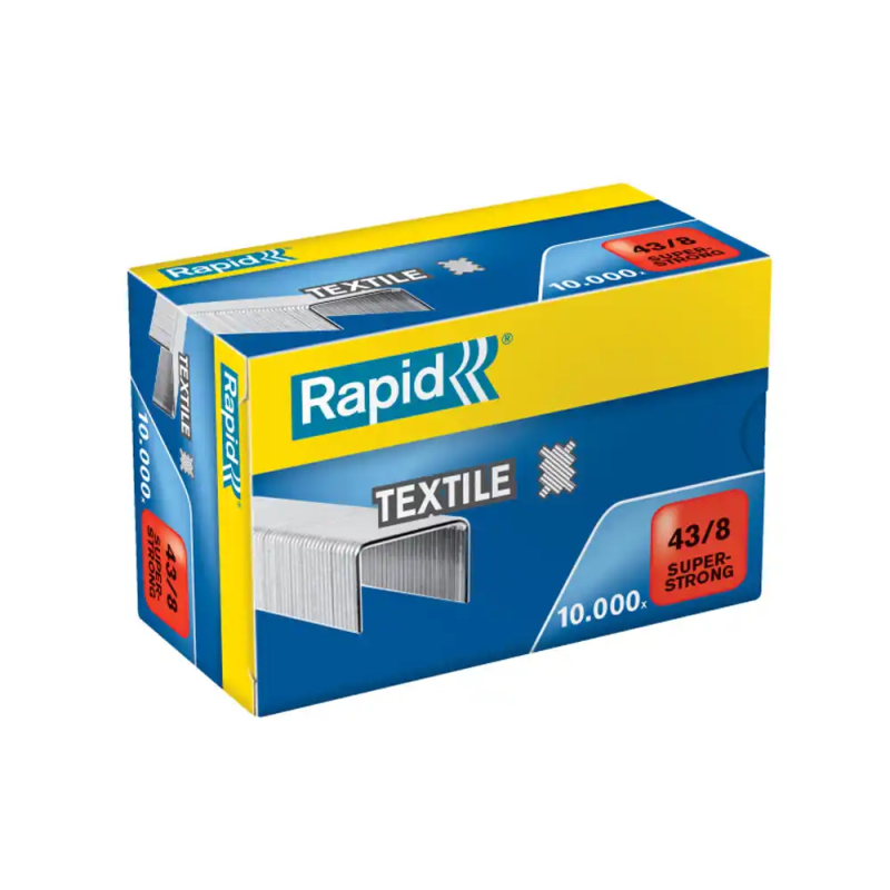 Grapas rapid super strong n 43/8 mm textil galvanizada caja de 10000 unidades