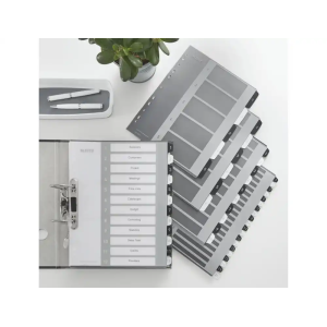Separador numerico leitz wow plastico imprimible 1-12 juego de 12 separadores din a4 multitaladro blanco/negro