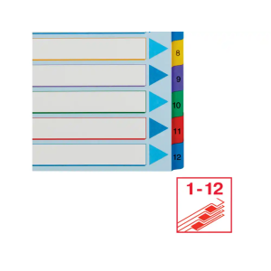 Separador numerico esselte cartulina borra y escribe 1-12 juego de 12 separadores din a4 multitaladro
