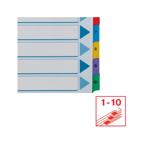 Separador numerico esselte cartulina mylar borra 1-10 juego de 10 separadores din a4 multitaladro multicolor