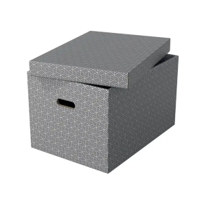 Caja de almacenaje esselte grande color gris 510x355x305 mm pack de 3 unidades