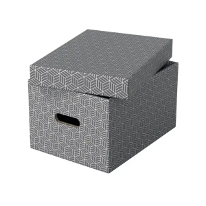Caja de almacenaje esselte mediana color gris 365x265x205 mm) pack de 3 unidades